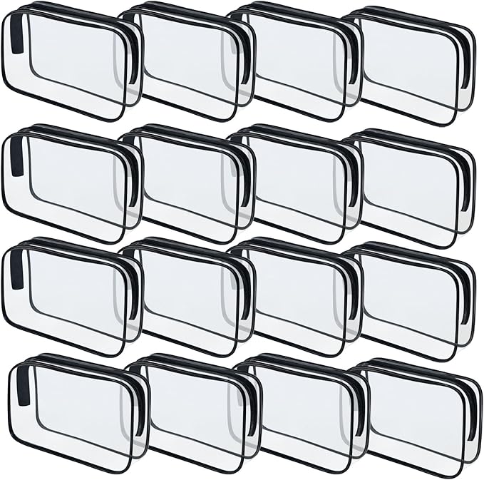 16 Pieces Clear Makeup Bags Bulk, TSA Approved Toiletry Bag by YedsIntu