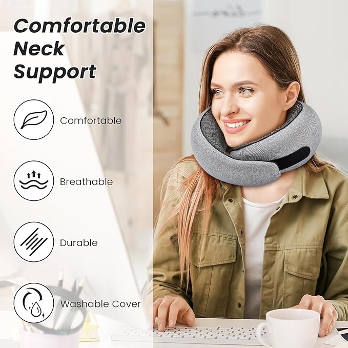 SZXYX Travel Pillows for Airplanes, 100% Pure Memory Foam Neck Pillow for - Image 3