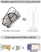 CONTAIL 32”110L Expandable 140L Rolling Duffle Bag - Image 5