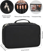 Relavel Extra Large Makeup Case with Makeup Brush Bag, Travel Makeup Train Case Professional Makeup Artist Bag Portable Nail Organizer Box Art Supply Case (Black with Makeup Brush Bag)