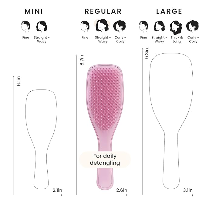 Tangle Teezer Ultimate Detangler Brush for Wet & Dry Hair, Eliminates Knots & Reduces Breakage for Straight to Wavy Hair Types, Amazon Exclusive Rosebud