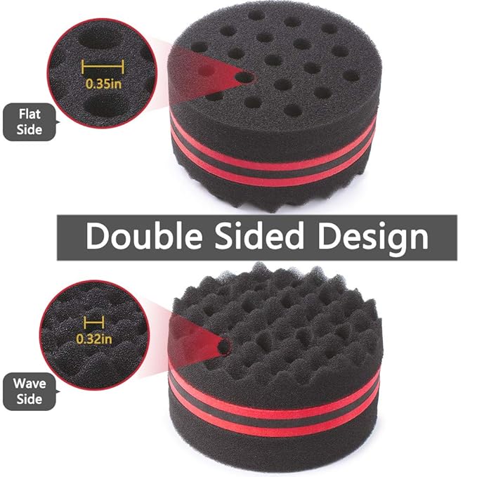 Small and Big Hole Hair Sponge for Twist Dreads Locking Afro Curl Brush Barber 2 PCS