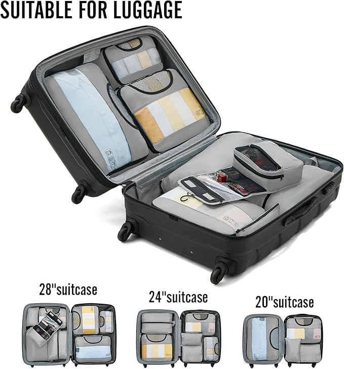 Veken 8 Set Packing Cubes for Travel Essentials, Suitcase Organizer Bags in 4 - Image 6