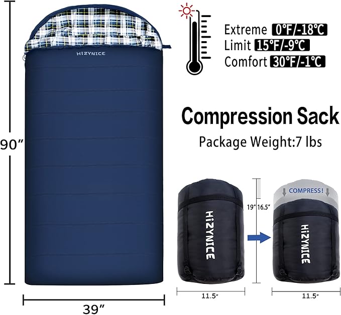 0 Degree Sleeping Bag 100% Cotton Flannel XXL - Image 2