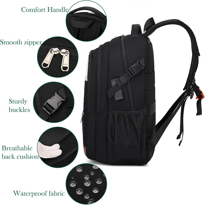 FENGDONG 17.3 inch Large Laptop Backpack Travel College Backpack Waterproof - Image 4