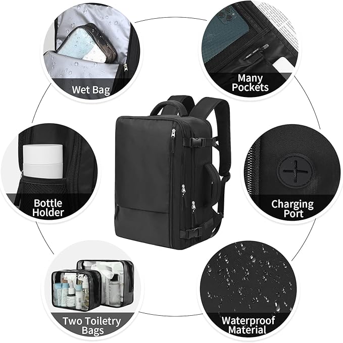 Hanples Travel Backpack for Women Men Large Carry On Person Item Flight - Image 5
