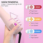 Longyu 3 in 1 Hair Dryer Brush Straightener 1200W Negative Ionic Hot Air Brush One Step Blow Dryer and Styler for Straightening Drying Smoothing (Pink)