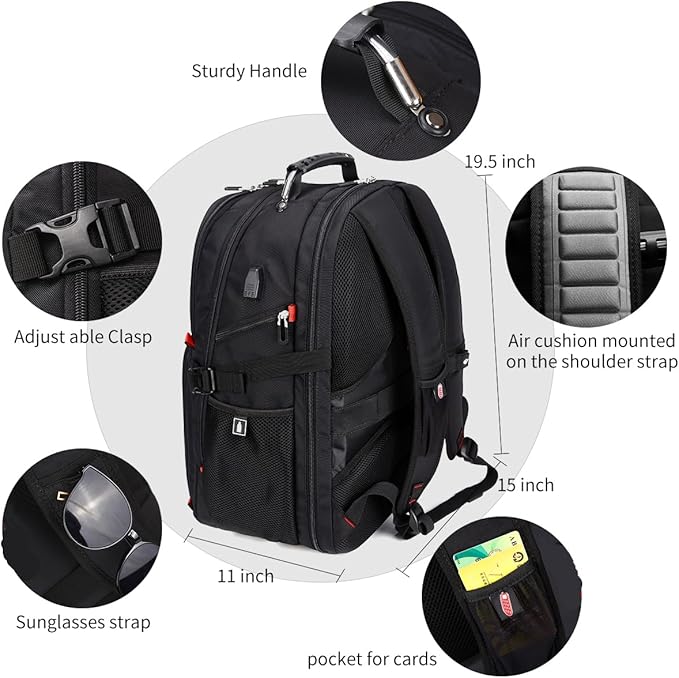 SHRRADOO Extra Large 50L Travel Laptop Backpack - Image 4