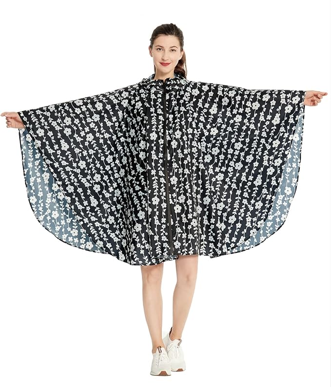Rain Poncho Jacket Coat Hooded Zipper Style - Image 6