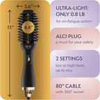 Manual Dual Voltage Blowout Hair Dryer Brush, Professional Hot Air Brush for European Travel 110V-120V/220V-240V, Black Gold Dryer and Volumizer for Women, 2.4 INCHES Oval Shape