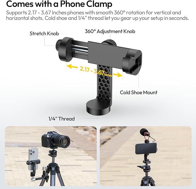 ULANZI Ombra ⅡCamera Tripod 61.5 Inch, 360° Ball Head Travel Tripod Stand - Image 5