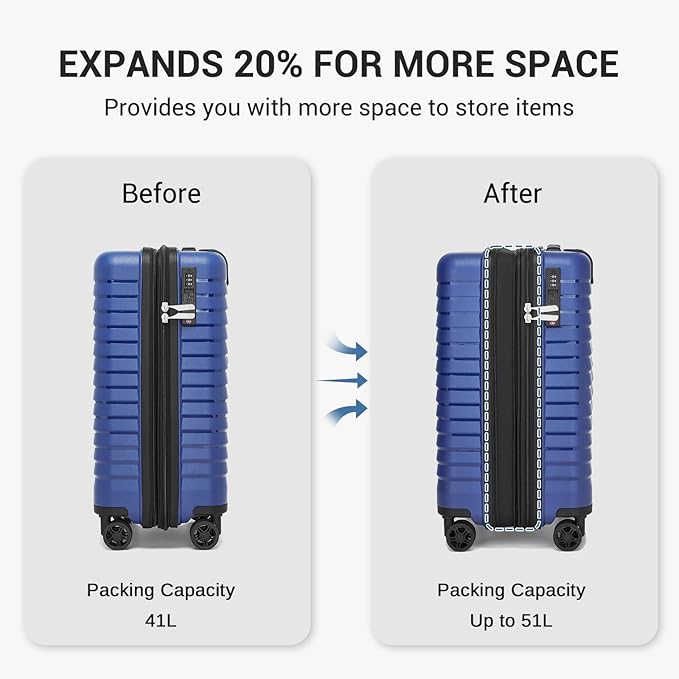 Kono 20 Inch Expandable Carry On Luggage - Image 8