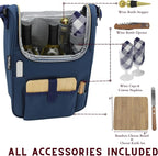 Truvelli Plush Picnic Premium Wine Bag, 7-in-1 Insulated 2 Bottle Wine Carrier - Image 4