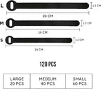 120 PCS 5/6/8 Inch Cord Wraps for Charging Cords – Data Cable Organizer Ties – - Image 2