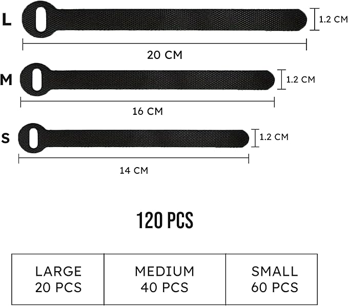 120 PCS 5/6/8 Inch Cord Wraps for Charging Cords – Data Cable Organizer Ties – - Image 2