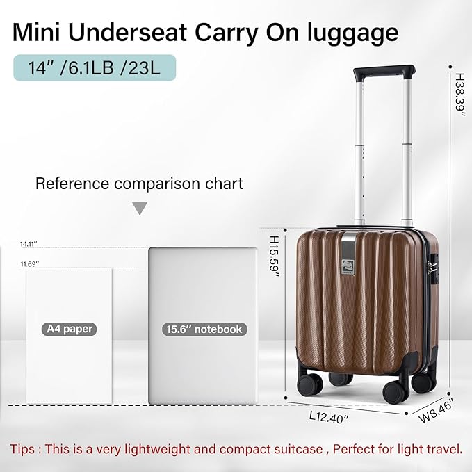 Hanke 14 Inch Underseat Carry On Luggage - Image 3
