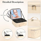 Travel Makeup Bag With LED Mirror, Makeup Travel Train Case with 3 Color Setting - Image 6