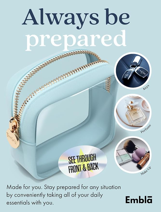 Embla Clear Makeup Bag Zipper Pouch, Transparent Cosmetic Case Organizer - Image 4