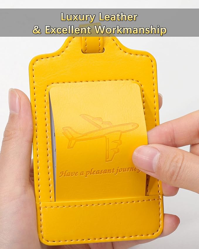 Teskyer Luggage Tags, 3 Pack Premium PU Leather Luggage Tags - Image 3