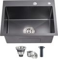 POPFLY 23 x 18 Inch Drop in Kitchen Sink, 304 Stainless Steel Overmount Single by POPFLY