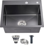 POPFLY 23 x 18 Inch Drop in Kitchen Sink, 304 Stainless Steel Overmount Single by POPFLY
