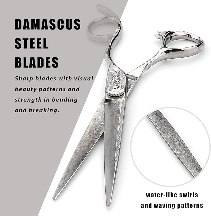 LePinko Premium Damascus Steel Hair Cutting Scissors, 6.0 Inch Master Level Hair Texturizing Shears For Hairstylist, Hairdresser, Studio, Salon, Barber