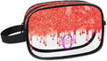 Custom Travel Clear Cosmetic Bag with Name, Personalized Large Capacity Weekend PVC Transparent Toiletry Bag Portable Bathroom Makeup Organizer, Red Curtain Glittering