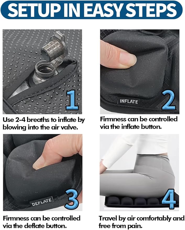 Travel Cushion Airplane Seat, Inflatable Air Bubble Design - Image 6