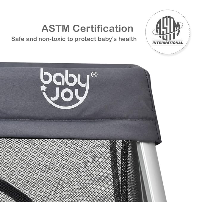 BABY JOY Baby Foldable Travel Crib, 2 in 1 Portable Playpen - Image 8
