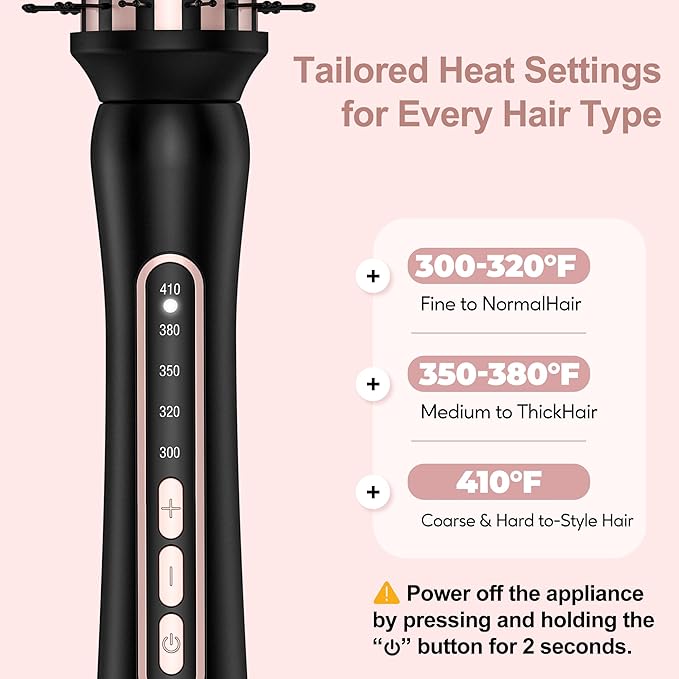 Farery Thermal Brush 5 Adjustable Temps, 1.5 Inch Hot Curling Brush for Big Bouncy Curls, Non-Blowing Heated Round Brush, Ceramic Curling Wand for Medium & Long Hair, Dual Voltage for Travel