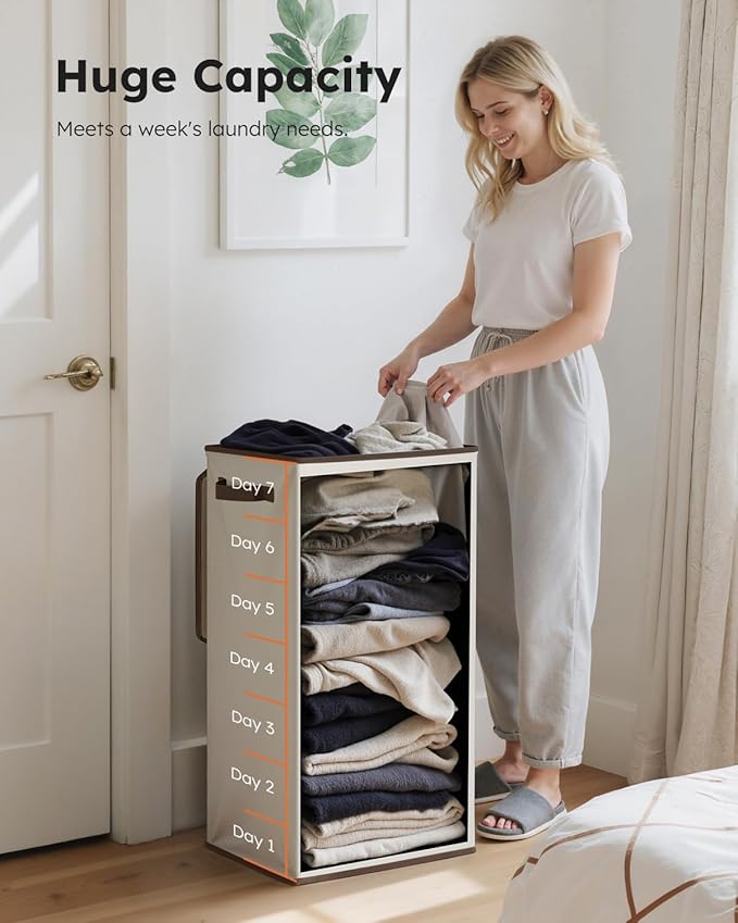 SOLEDI Laundry Hamper with Lid 100L Large & Tall Collapsible Laundry Basket - Image 4