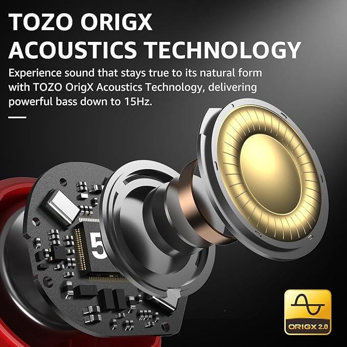 TOZO NC9 Hybrid Active Noise Cancelling Wireless Earbuds, 6 Mics ENC Clear Call - Image 2