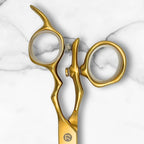 6 Inch Yellow Gold Swivel Hair Shears Set Includes Swivel Cutting Shears and Swivel Thinning Shears - Professional Grade - 440C Stainless Steel