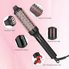 hopopower 1.25/1.5 Inch Curling Iron Brush Ceramic Double PTC Heated Round Hair Curling Comb, Tourmaline Ionic Hot Hair Curler Thermal Brush for Traveling (1.25inch)