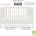 Newton Baby Galileo Standard Crib, Solid Beech Wood in Warm White Color - Image 5