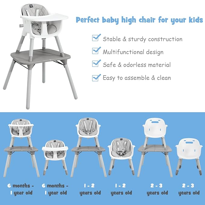 BABY JOY High Chair, 5 in 1 Convertible Highchair - Image 9