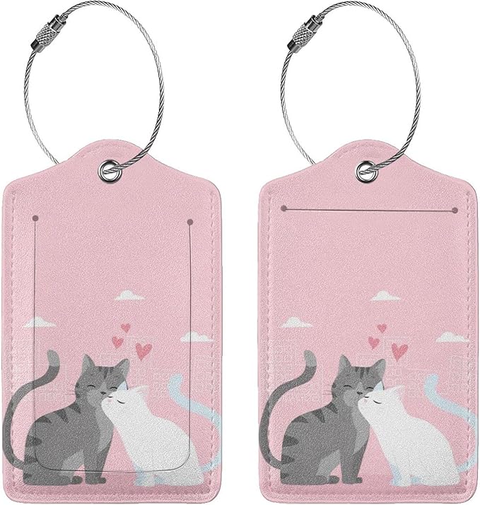 2PC Cats in Love Pattern Luggage Tag - Image 3