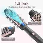Thermal Brush 1.5", Thermal Round Curling Brush with 2 Settings, Long Lasting Universal Voltage Heated Curling Iron for All Hair, Tourmaline Ceramic, Negative Ion Technology, Rose Gold
