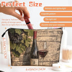 Cosmetic Bags Travel Makeup Toilet Case Waterproof Pouch for Women Girls 6.7X9.45inches - Glass And Grapes on An Aged Wooden Background
