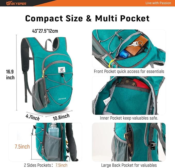 SKYSPER 15L/20L Foldable Hiking Backpack Lightweight Packable Travel Daypack - Image 2