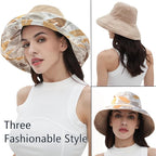 vidsel Womens Sun Hats Wide Brim Reversible Bucket Cotton Hat Packable Summer - Image 6