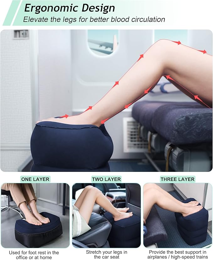 JefDiee Inflatable Travel Foot Rest Pillow, Kids Airplane Bed, Adjustable 3 - Image 4