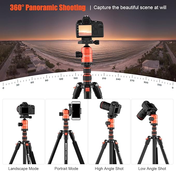 GEEKOTO 77'' Aluminum Camera Stand & Monopod, Foldable Travel Gear - Image 3