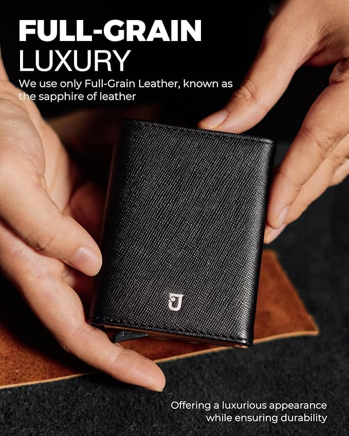 Jenoss Smart AirTag Wallet for Men: Full Grain Leather, Handcrafted, RFID - Image 2