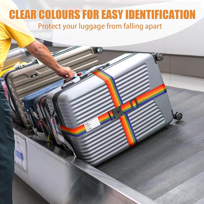 BILIONE Luggage Straps 88 inch Adjustable Suitcase Belt, Lockable Against - Image 2