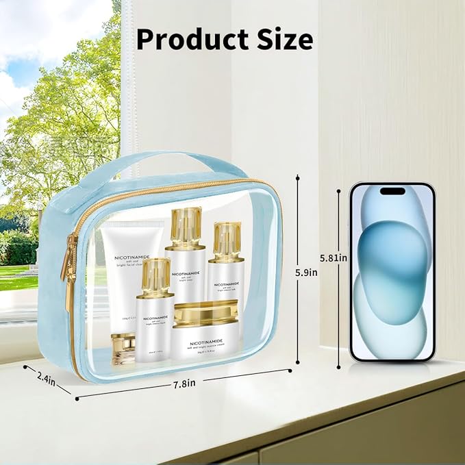 TSA Approved Travel Toiletry Bag, 3 Pack Clear Makeup Bags - Image 6
