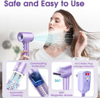 KARFUN Hair Dryer, 110000 RPM High-Speed Brushless Motor Fast Drying Blow Dryer, 57dB Low Noise Hair Dryer for Home or Travel, 3 Temps & 2 Speeds (Purple)