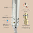 Shark Glam Hot Tool Air Styling Drying System, with Silki Straightener & Glossi Glosser, for Drying, Curling, Straightening & Glossing with Diffuser, Starlight Dream, HD6042SPL