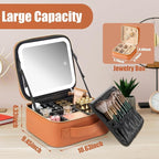 Makeup Travel Train Case with Mirror LED Light 3 Adjustable Brightness Large - Image 5