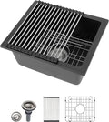 Dcolora 18 Inch Quartz Composite Black Wet Bar Sink Undermount Small Prep by Dcolora